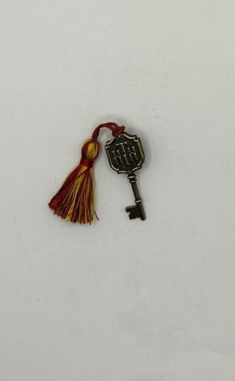 Disney Haunted Mansion HM Key Tassel Charm Pin Red Gold